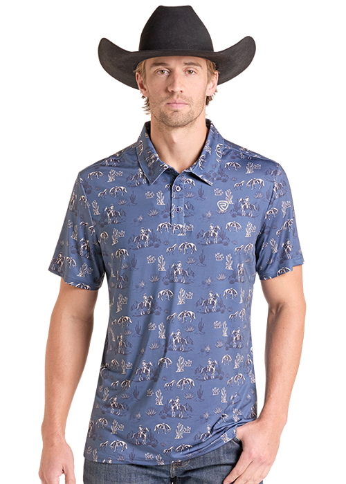 Men's Rock&Roll Novelty Print Lite Polo