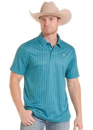Rock&Roll Stripe Printed Polo - Turquoise