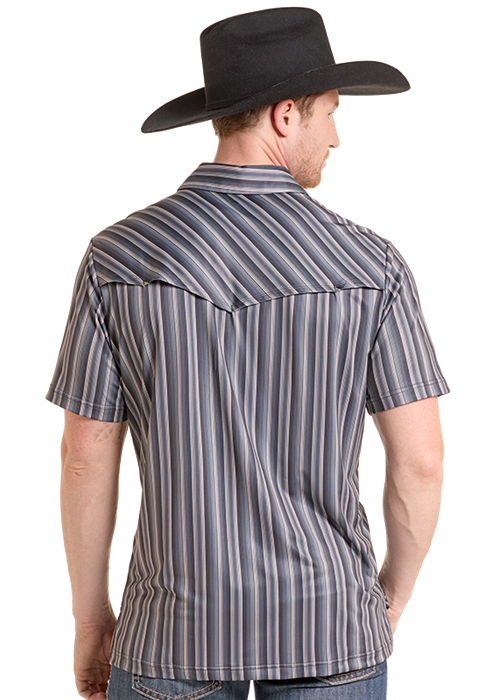 Rock&Roll Striped Core Western Vented Polo