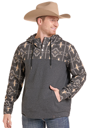 Rock&Roll Aztec-Blocked Printed Hoodie