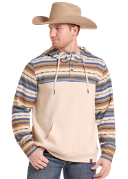 Rock&Roll Stripe-Blocked Printed Hoodie