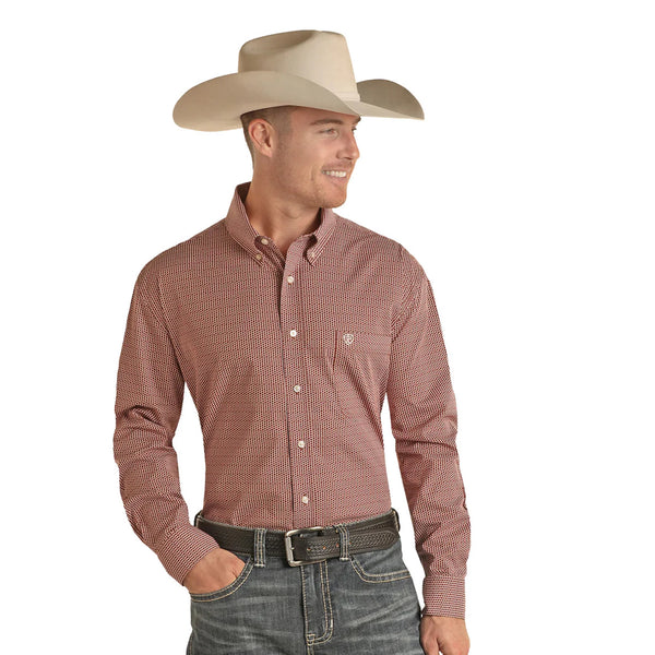 Panhandle Men's Red Geo Print Shirt final sale
