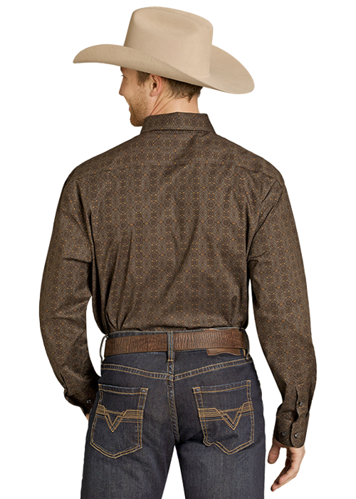 Rock&Roll Medallion Printed Long Sleeve Button Down Shirt