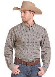 Rock&Roll Medallion Printed Long Sleeve Button Down