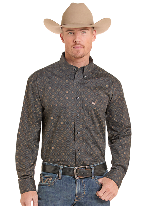 Rock & Roll Medallion Print LS Shirt