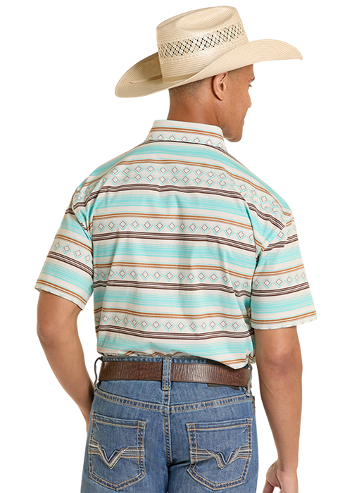 Rock&Roll Stripe Printed Short Sleeve Button Down Shirt