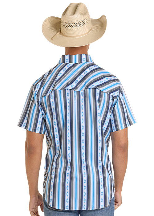 Rock&Roll Tek Ripstop Stripes Print Button Down Shirt
