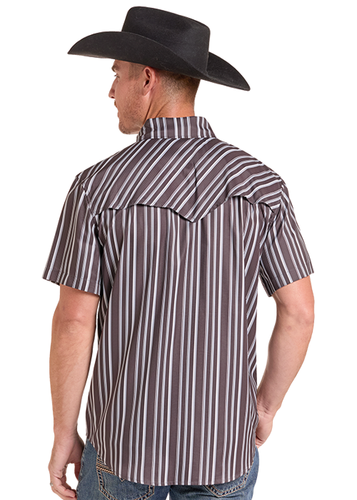 Rock&Roll Stripe Print Snap Shirt