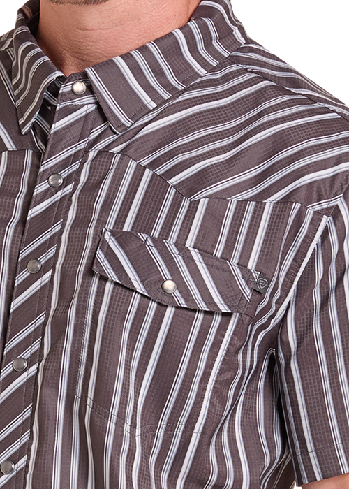 Rock&Roll Stripe Print Snap Shirt