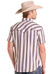 Men's Rock&Roll Natural Tek Stripe Short Sleeve Shirt
