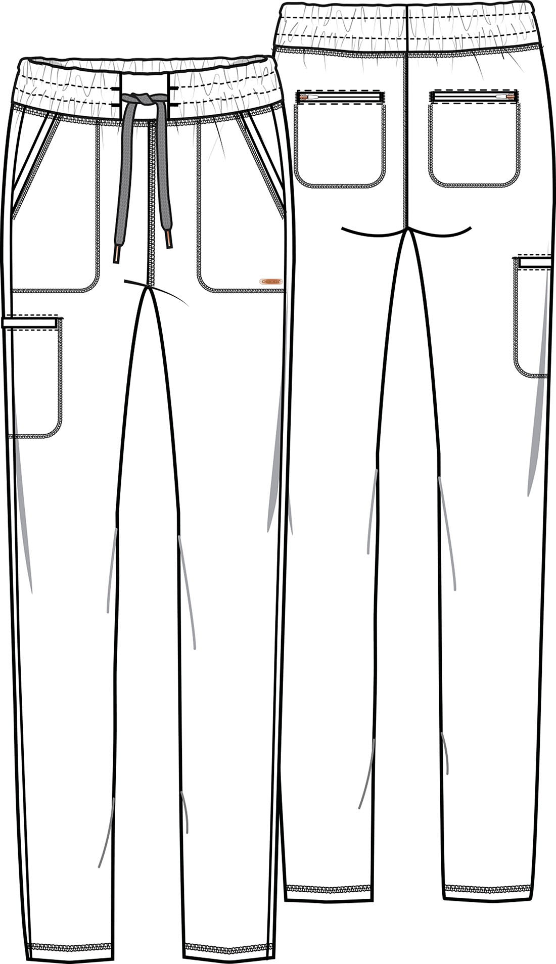 CHEROKEE FORM Mid Rise Tapered Leg Drawstring Pant BLACK