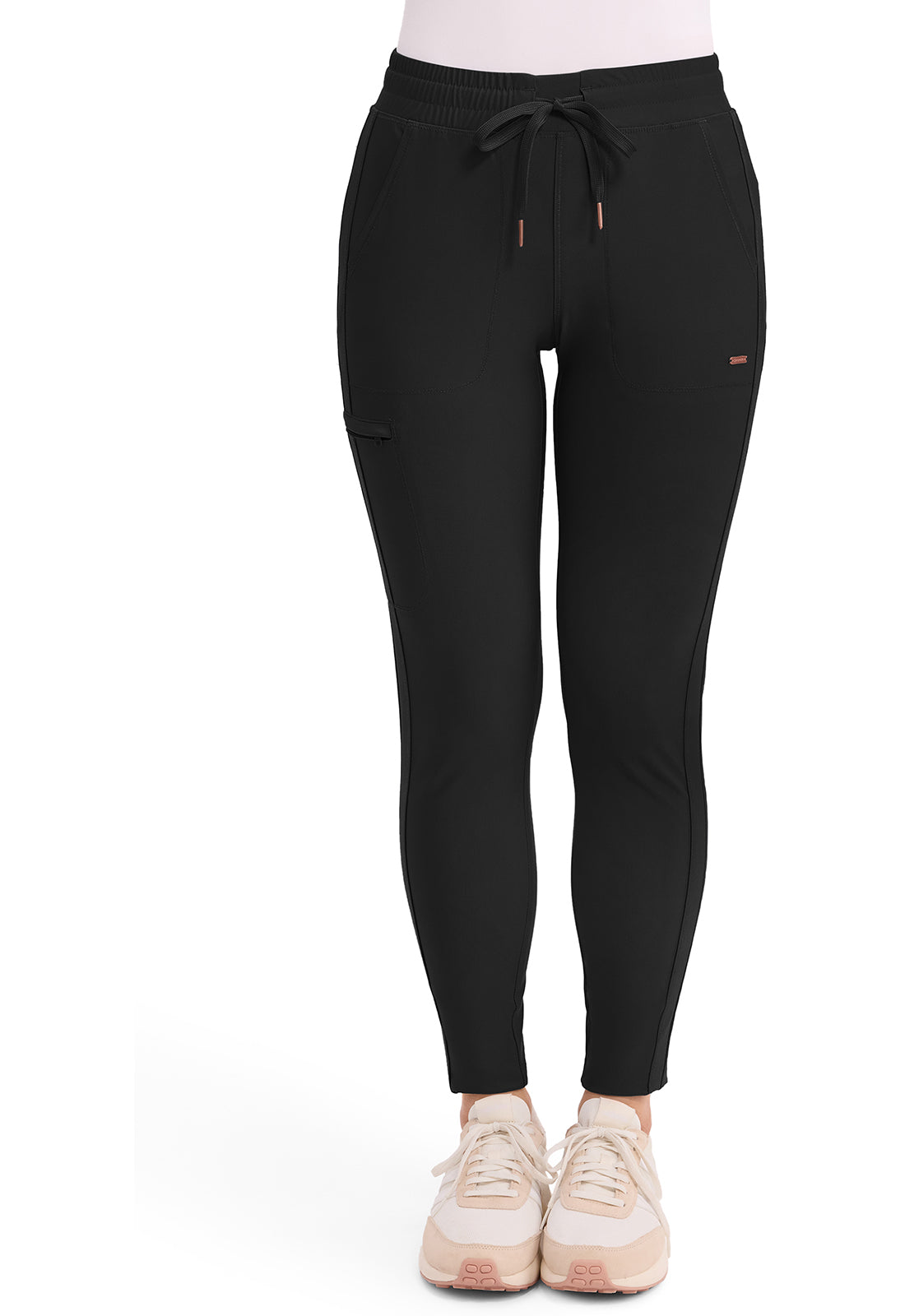 CHEROKEE FORM Mid Rise Tapered Leg Drawstring Pant BLACK