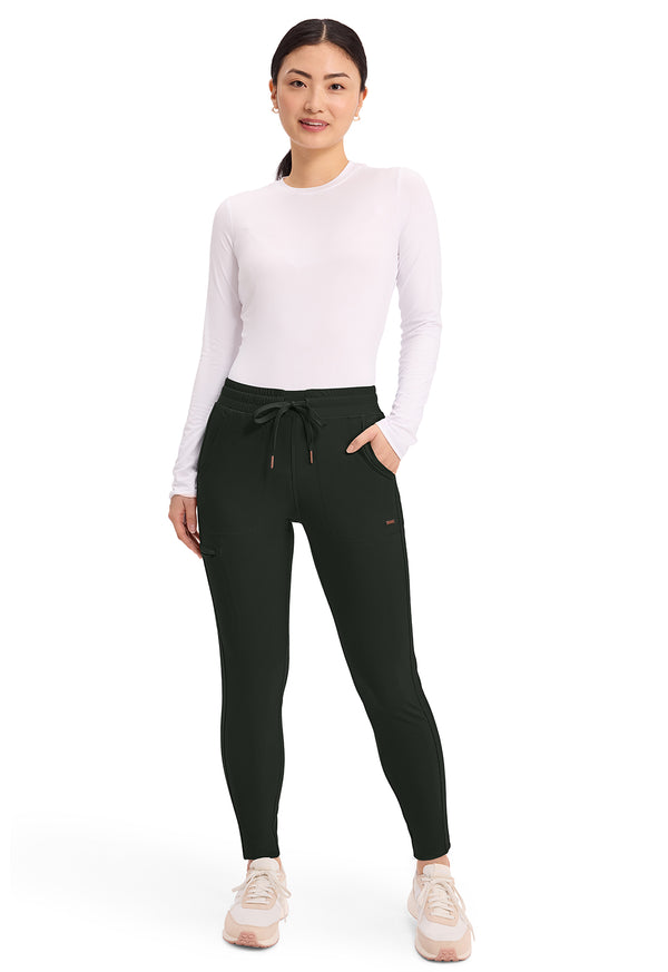 CHEROKEE FORM Mid Rise Tapered Leg Drawstring Pant OLIVE