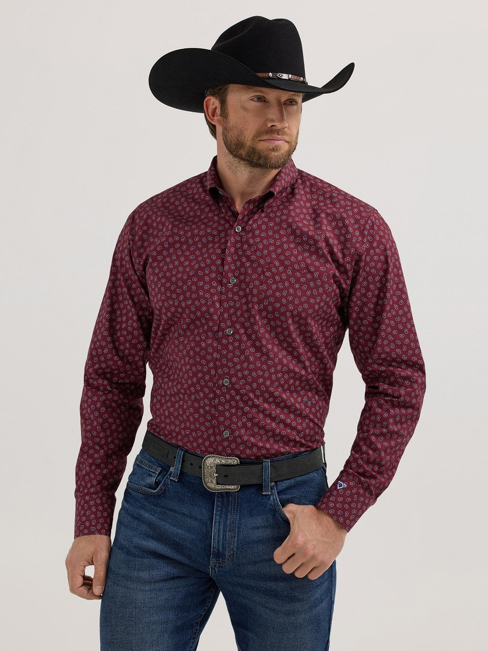 Wrangler Cody Johnson Maroon Print Shirt