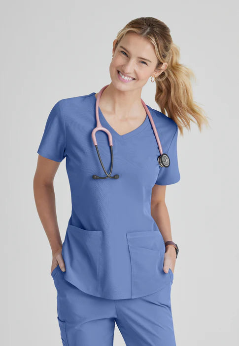 Breeze 3-Pocket Curved V-Neck Scrub Top