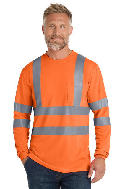 CornerStone ANSI 107 Class 3 Long Sleeve Snag-Resistant Reflective T-Shirt - Orange