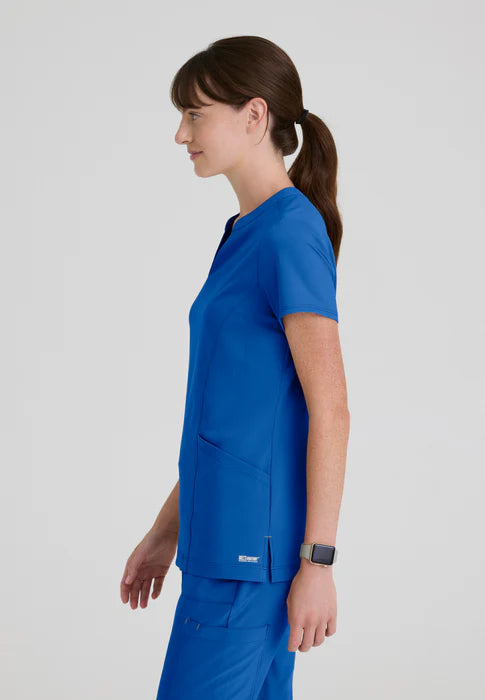 Sky 2-Pocket Banded Notched Neck Top