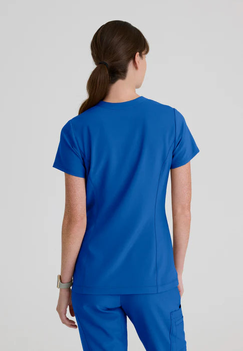 Sky 2-Pocket Banded Notched Neck Top