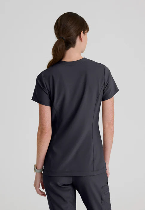 Sky 2-Pocket Banded Notched Neck Top