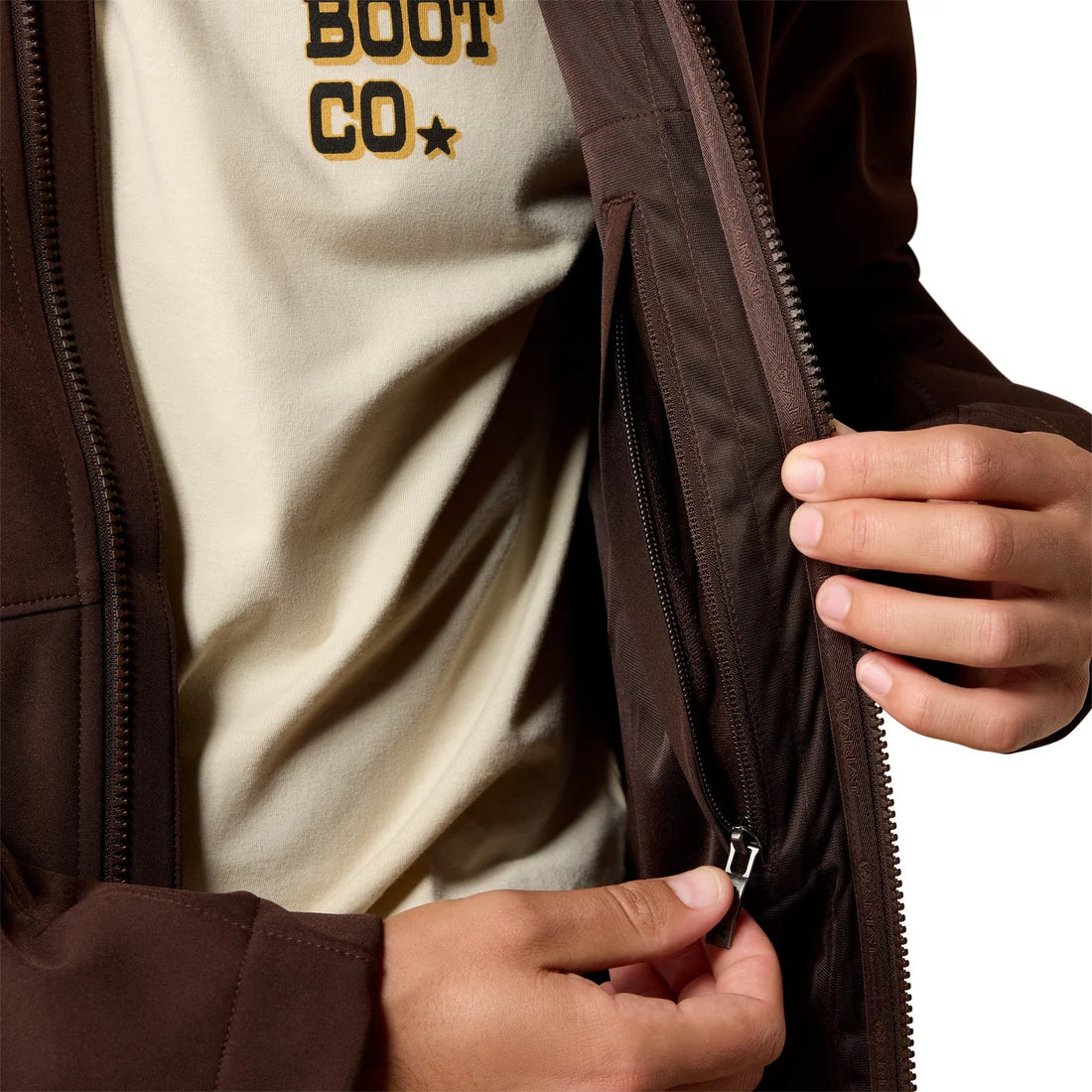 Ariat Men's Chest Logo Softshell Mole Brown Jacket