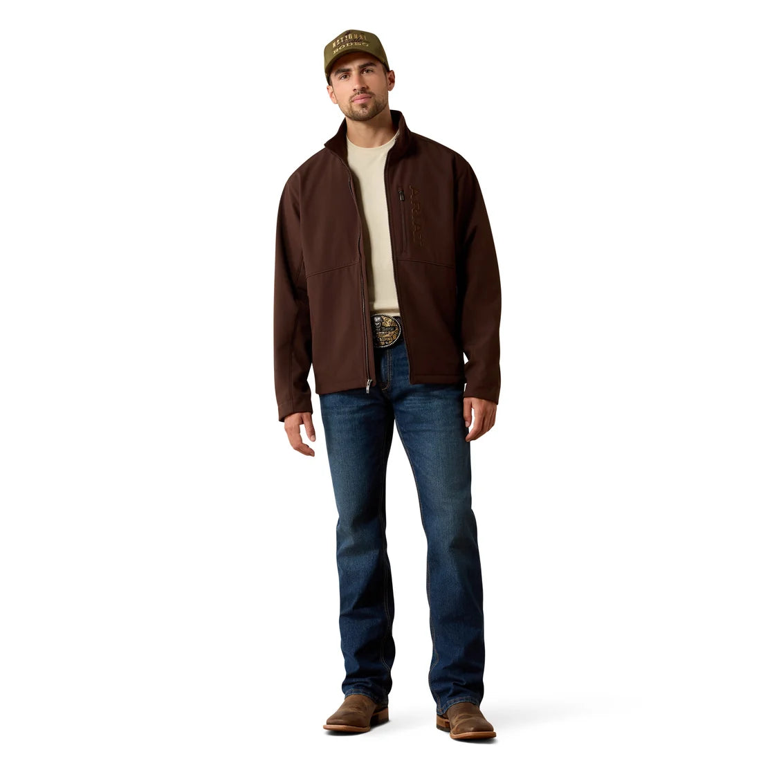 Ariat Men's Chest Logo Softshell Mole Brown Jacket
