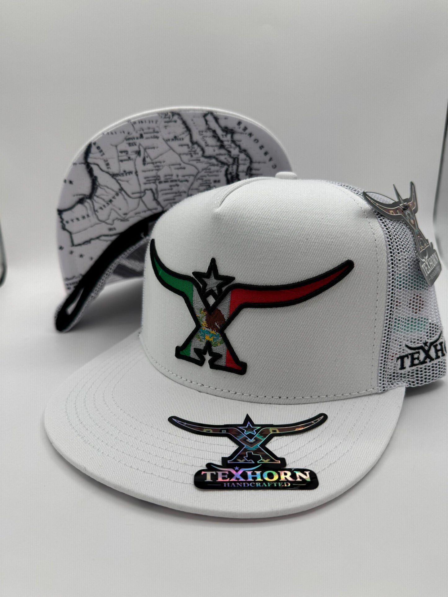TEXHORN HAT - White Out With Mexico Flag