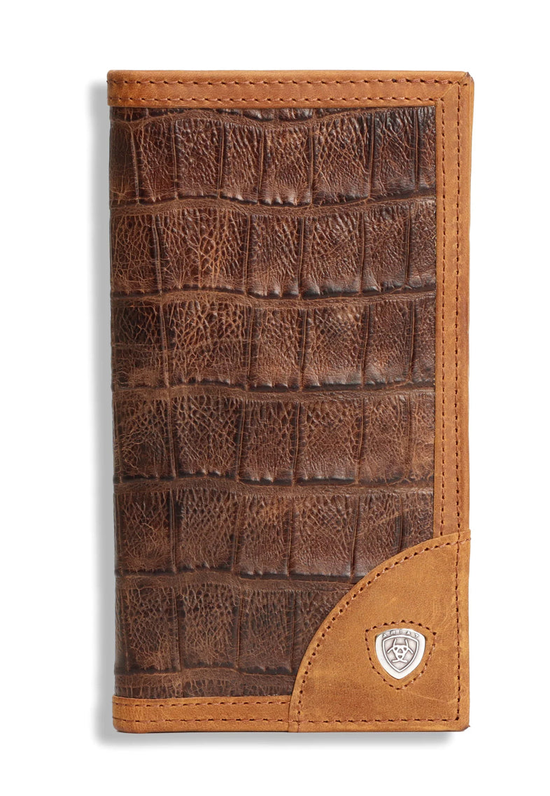 Ariat Mens Croc Shield Concho Brown Rodeo Wallet