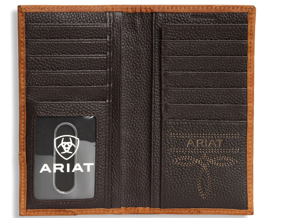 Ariat Mens Croc Shield Concho Brown Rodeo Wallet
