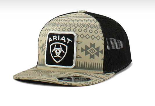 ARIAT BG/BLK PRINT FLEXFIT CAP