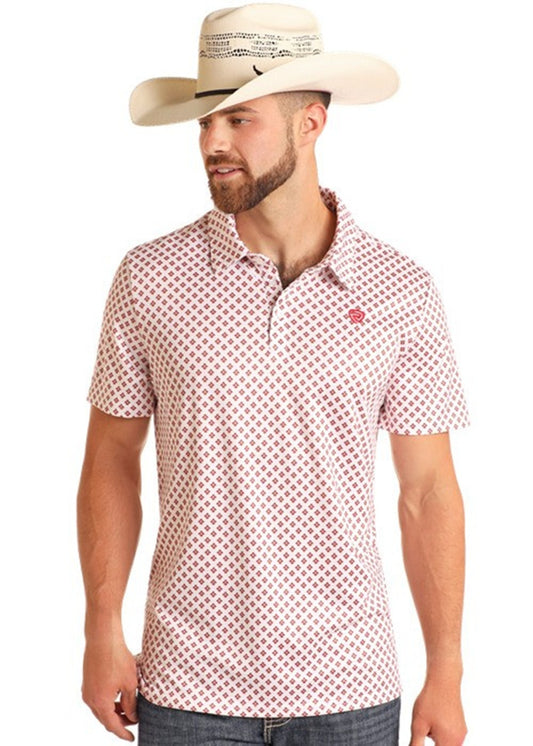 ROCK&ROLL GEO PRINTED POLO - WHITE