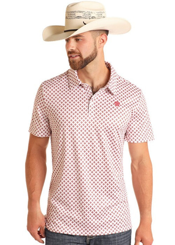 ROCK&ROLL GEO PRINTED POLO - WHITE