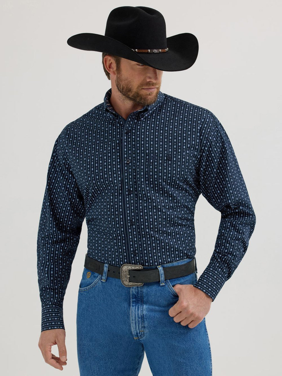 Wrangler George Strait Dark Blue Print Shirt