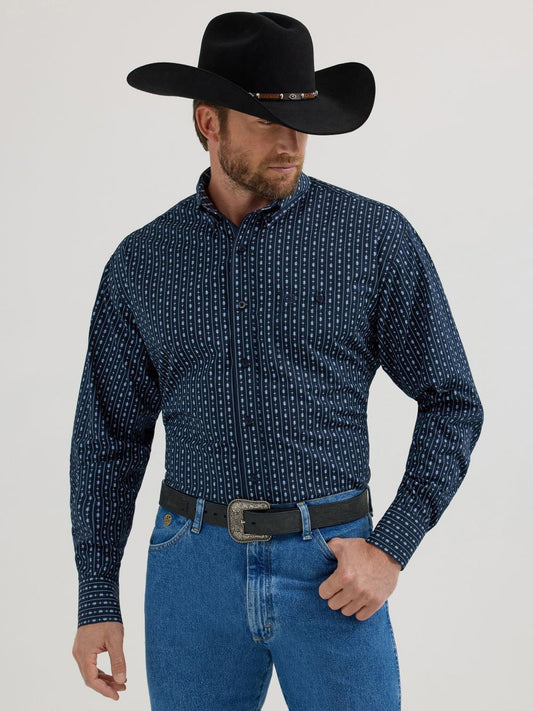 Wrangler George Strait Dark Blue Print Shirt