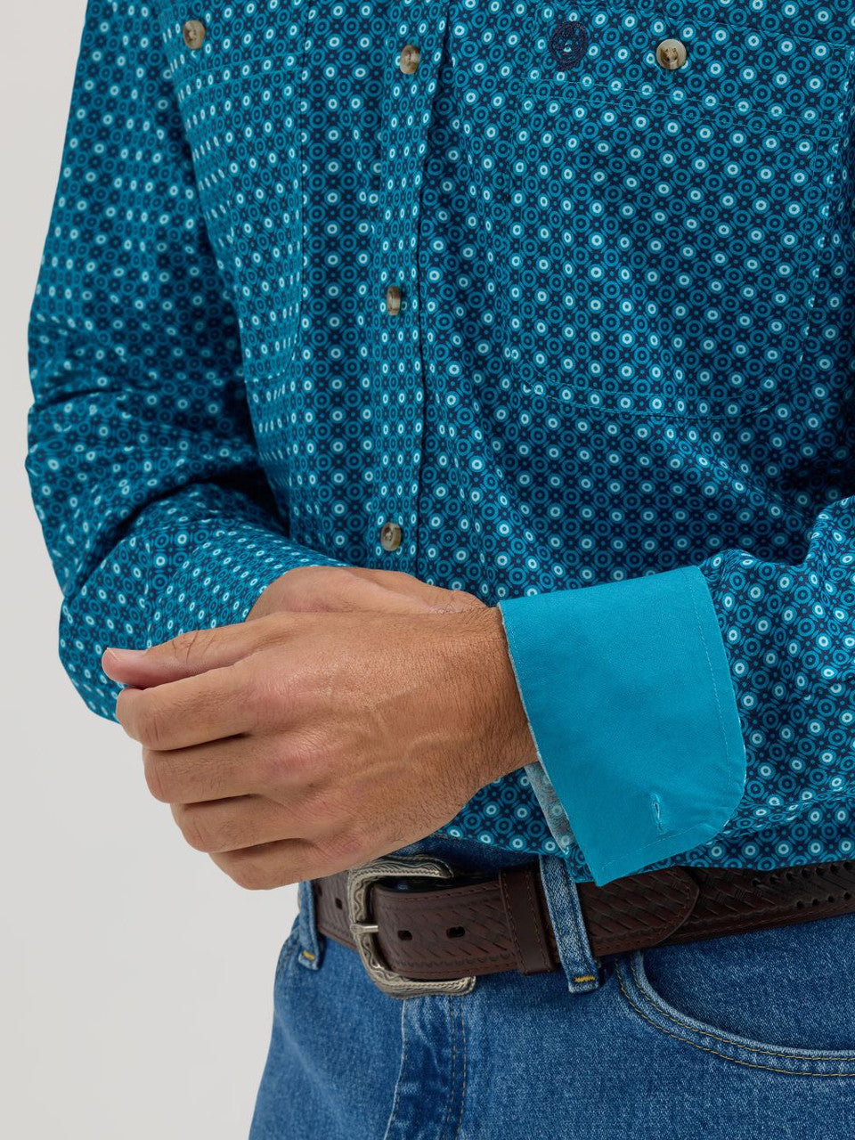 Wrangler George Strait Teal Geo Print Big & Tall