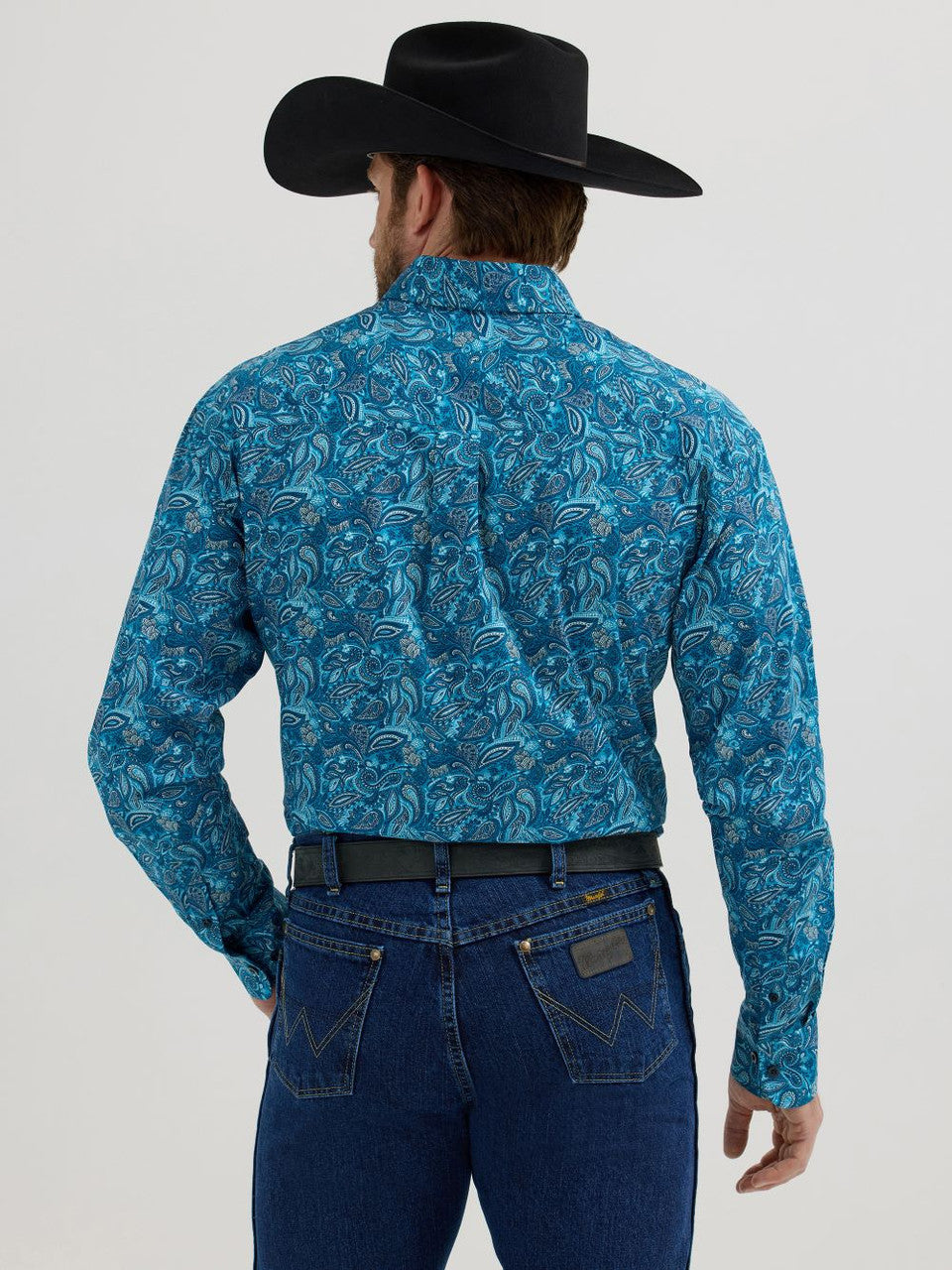 Wrangler George Strait Teal Paisley Shirt -Big & Tall