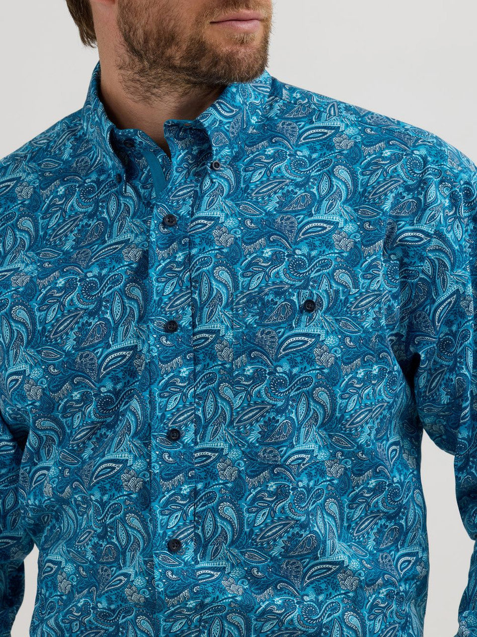 Wrangler George Strait Teal Paisley Shirt -Big & Tall