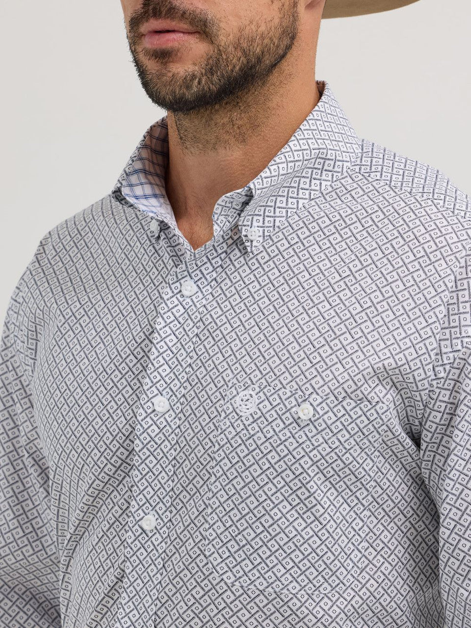 Wrangler George Strait White Print Shirt- Big & Tall