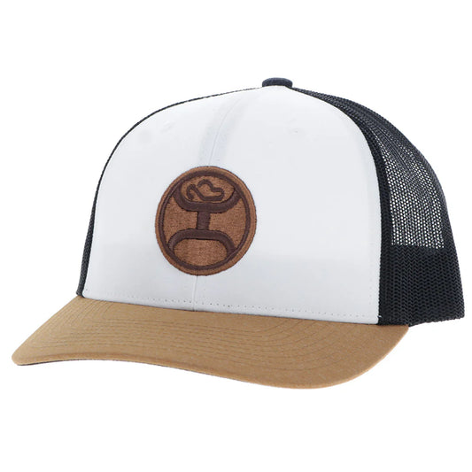 "Primo" Hat White/Black w/Brown Circle Patch