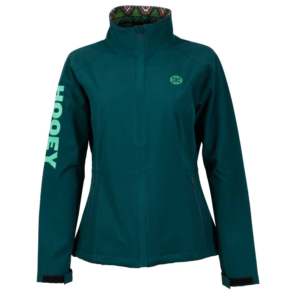 **FINAL SALE** Hooey Ladies Softshell Jacket Teal w/Multi Color Pattern Lining