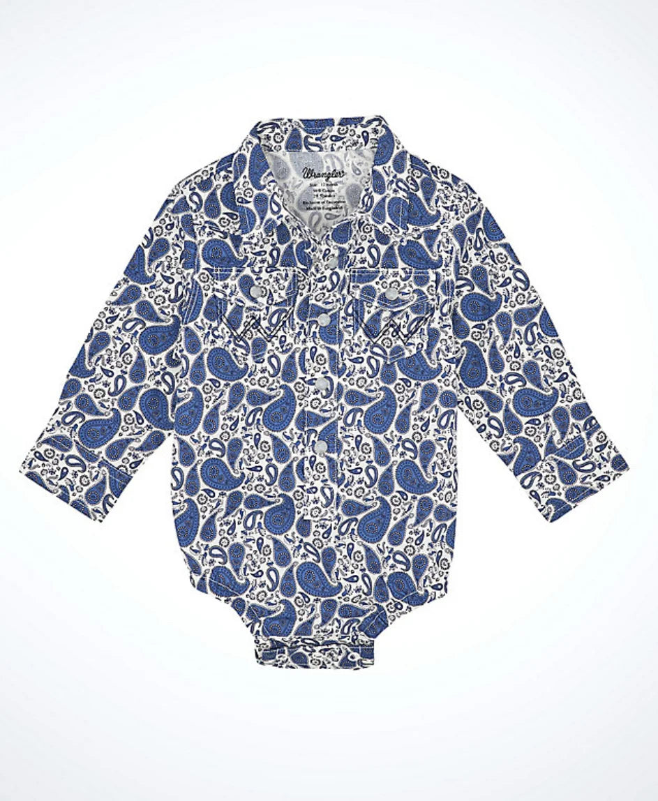 Wrangler Atlantic Paisley Baby Western Snap Bodysuit