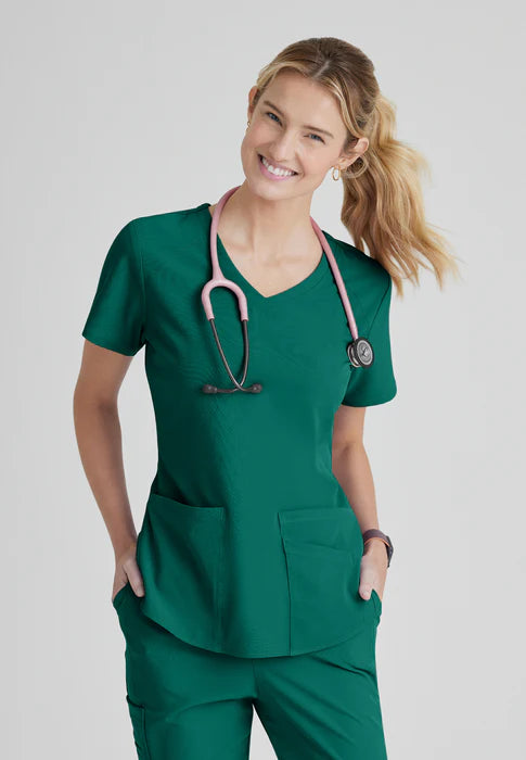Breeze 3-Pocket Curved V-Neck Scrub Top