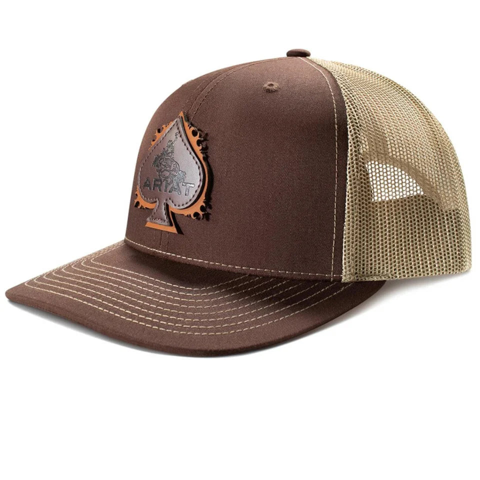 ARIAT SNAPBACK CAP - SPADE PATCH BROWN BASEBALL HAT