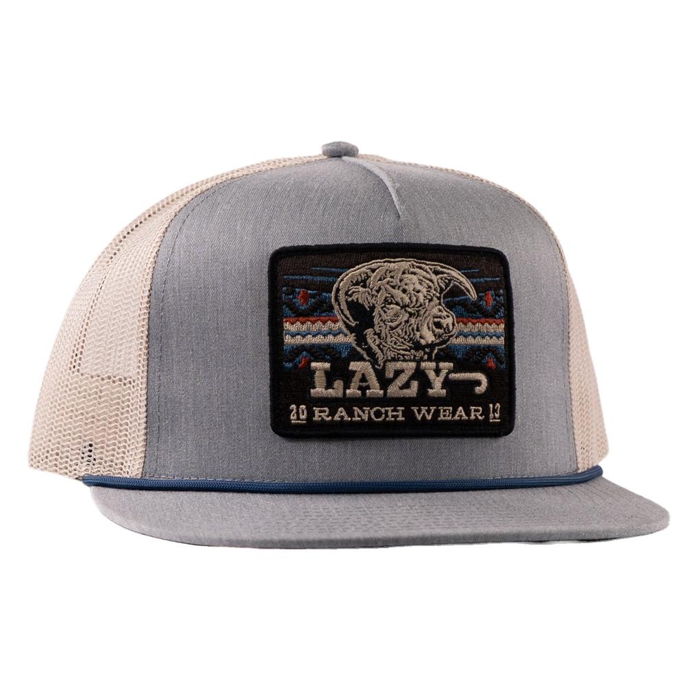 LAZY J RANCH CHAMBRAY & TAN AZTEC TRIBAL CLASSIC ROPE TRUCKER HAT
LTBLWHT4-FL-BLK