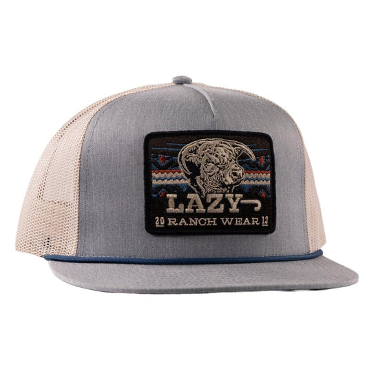 LAZY J RANCH CHAMBRAY & TAN AZTEC TRIBAL CLASSIC ROPE TRUCKER HAT
LTBLWHT4-FL-BLK
