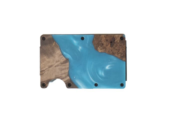 3D UTILITY WALLET WOODEN BLUE