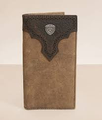 ARIAT MEN'S DISTRESSED PERFORATED BROWN RODEO STYLE WALLET