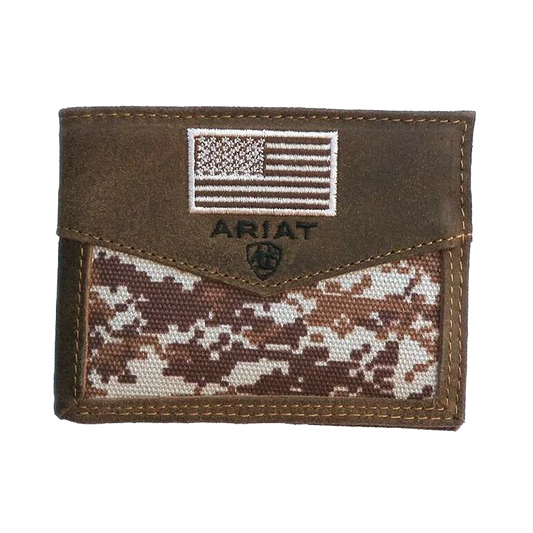Ariat Digital Camo & Embroidered Flag Bi-fold Rodeo Wallet A3536844