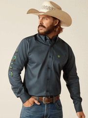 **FINAL SALE **ARIAT Team Logo Twill FTD SHRT - Dark Grey