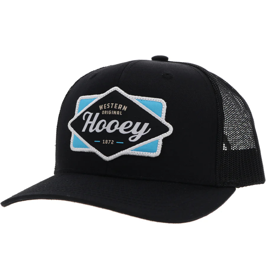 HOOEY "DIAMOND" HAT BLACK W/LIGHT BLUE/BLACK/ WHITE PATCH