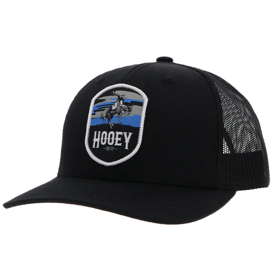 HOOEY "CHEYENNE" HAT BLACK W/BLUE/WHITE/BLACK PATCH